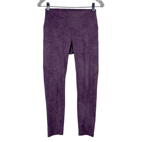 Cloak Hidden in‎ Plain Sight Leggings Side Pockets in Purple Crinkle Print Sz M - Picture 1 of 12